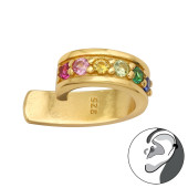 Cercel ear cuff argint placat cu aur galben cu pietre colorate DiAmanti DIA44006
